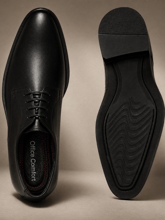 Men’s Lambskin Leather Derby Shoes Comfortable Anti-Slip Dress Black 68614 main image 4